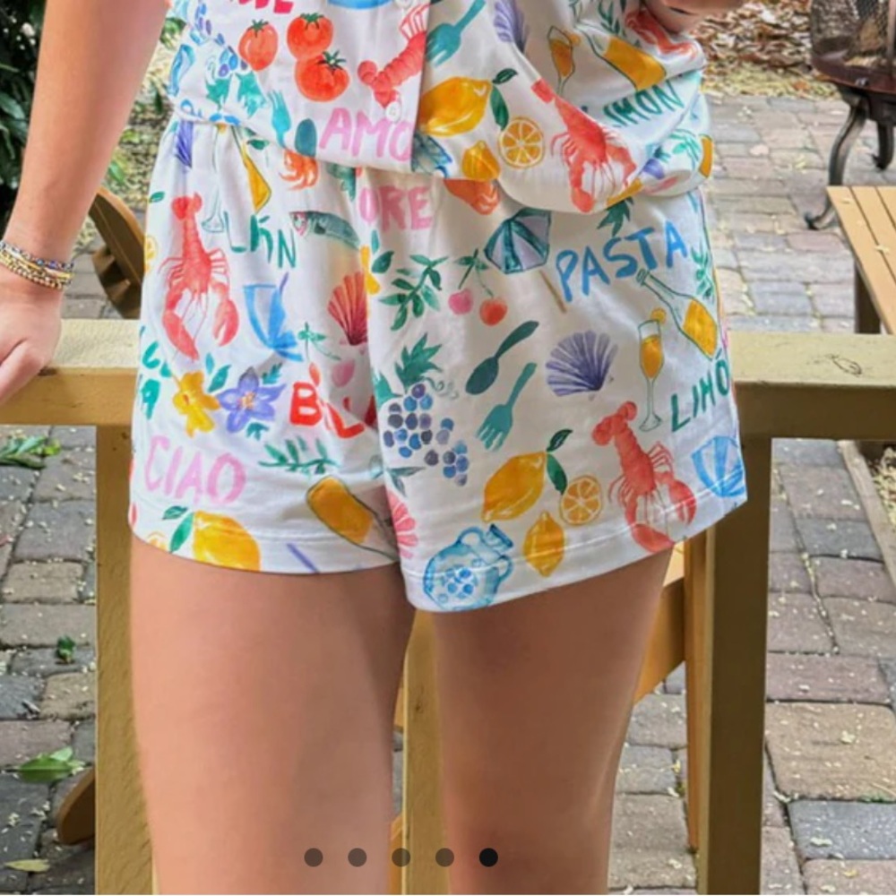 Italian picnic printed pajama shorts